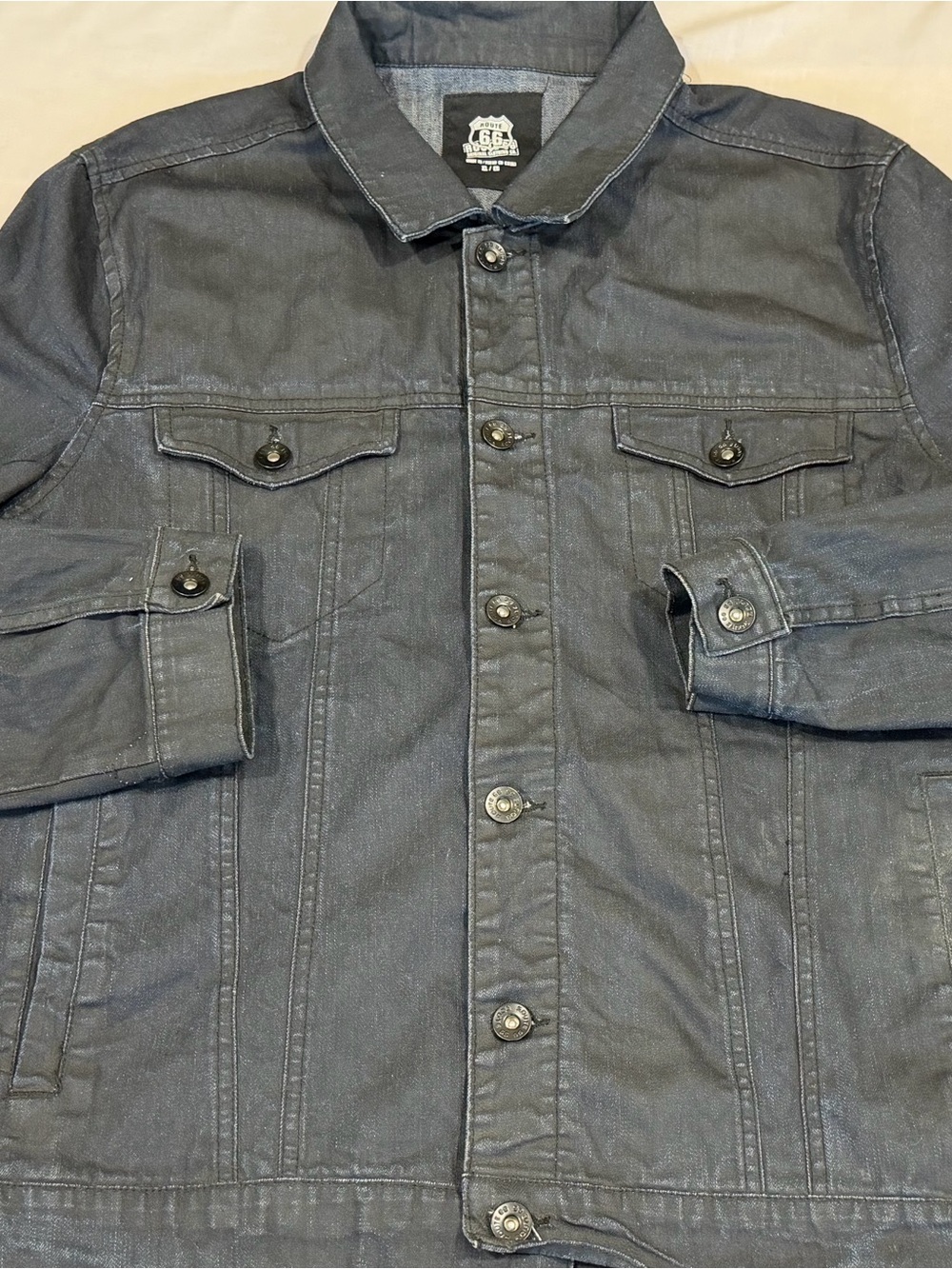 Route 66 Denim Trucker Jacket Men’s  Size Large Dark Wash Cotton